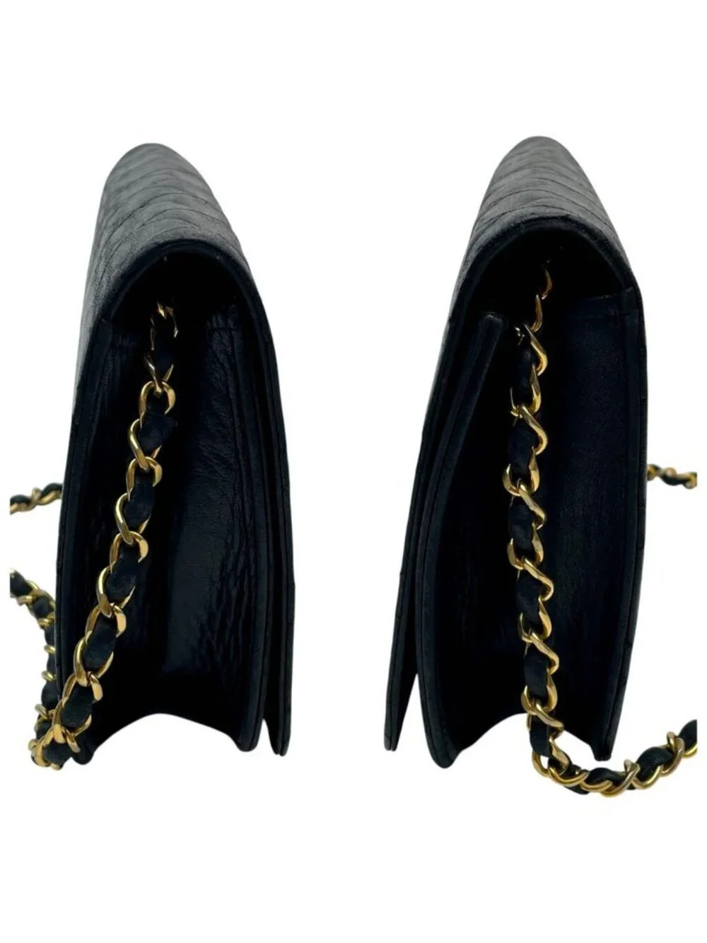 Chanel Quilted Lambskin Chain Shoulder Bag Black CC Logo